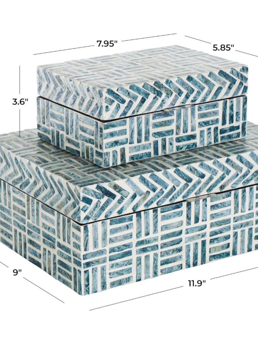 Mother of Pearl Shell Geometric Handmade Decorative Box Mosaic Storage Decorativ - Picture 3 of 9